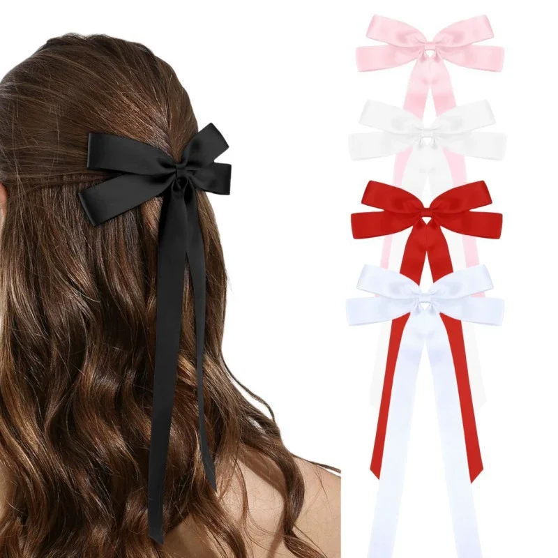 

30pc/lot Long Tassel Bow Hair Clips Kids Long Ribbon Bow Hairpins Barrettes For Women Girls Hairgrips Hair Accessories Wholesale