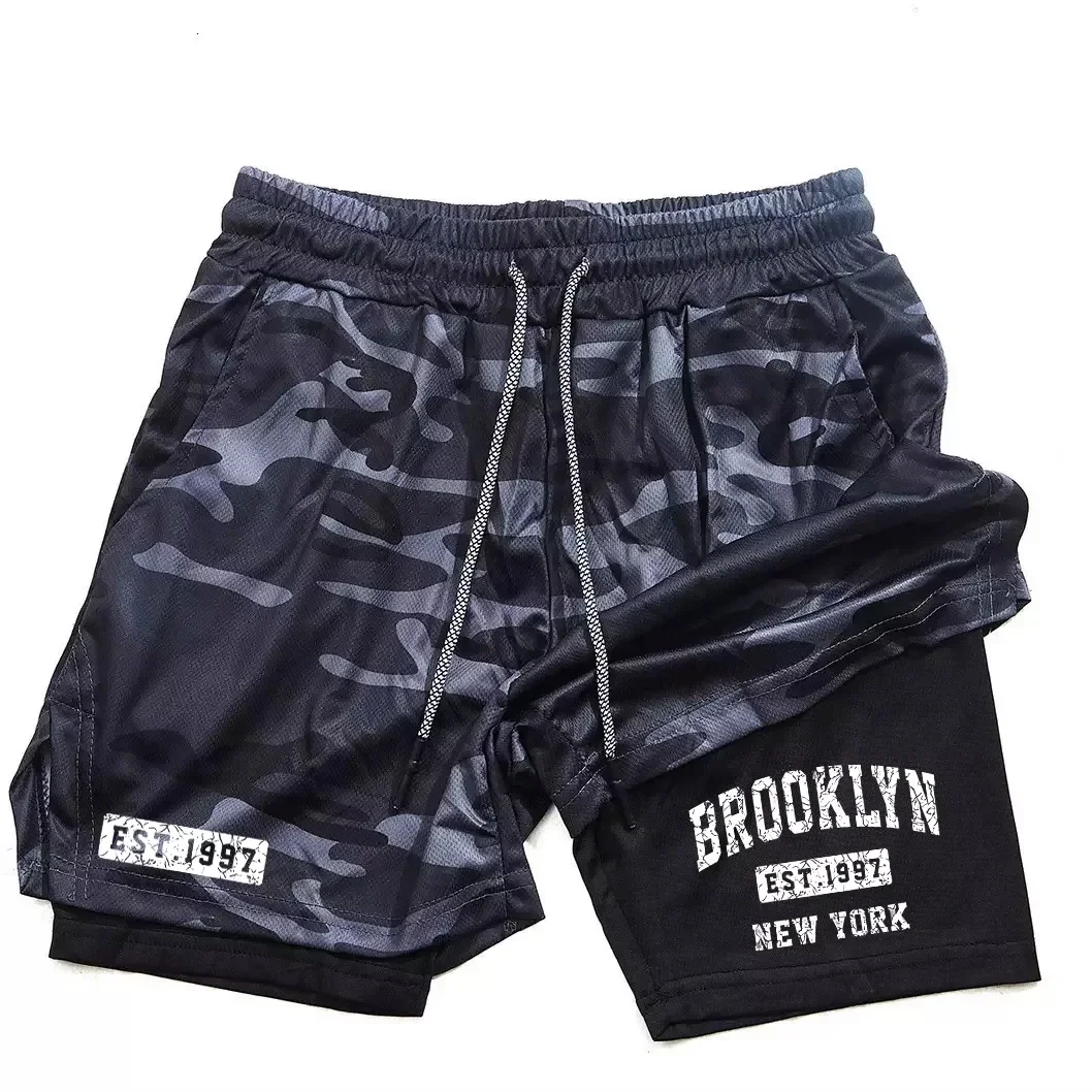 

Новые мужские летние дышащие шорты-трансформеры 2-в-1 с принтом, быстросохнущие, с двойным слоем, для спортзала, баскетбола, бега