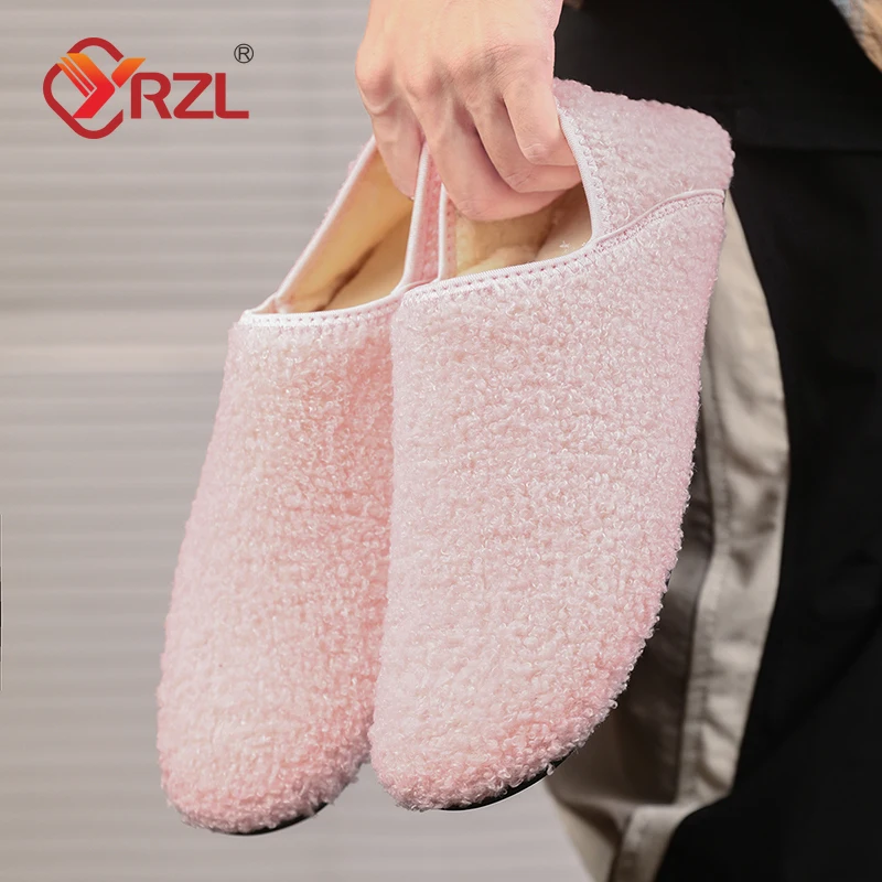 

YRZL Winter Slippers Men High Quality Lightweight Disign Shoes Fashion Women Plush Slipper Warm Slip on Casual Shoe for Couples