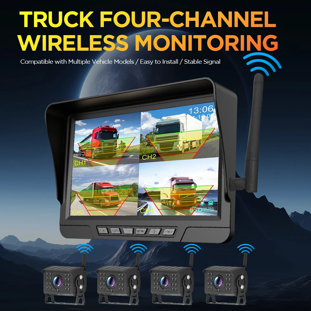 7 Inch Touch Screen Monitor 4 channels  WIFi DVR ADAS DSM BSD AHD Fatigue Alarm System for Bus Truck Fleet Management