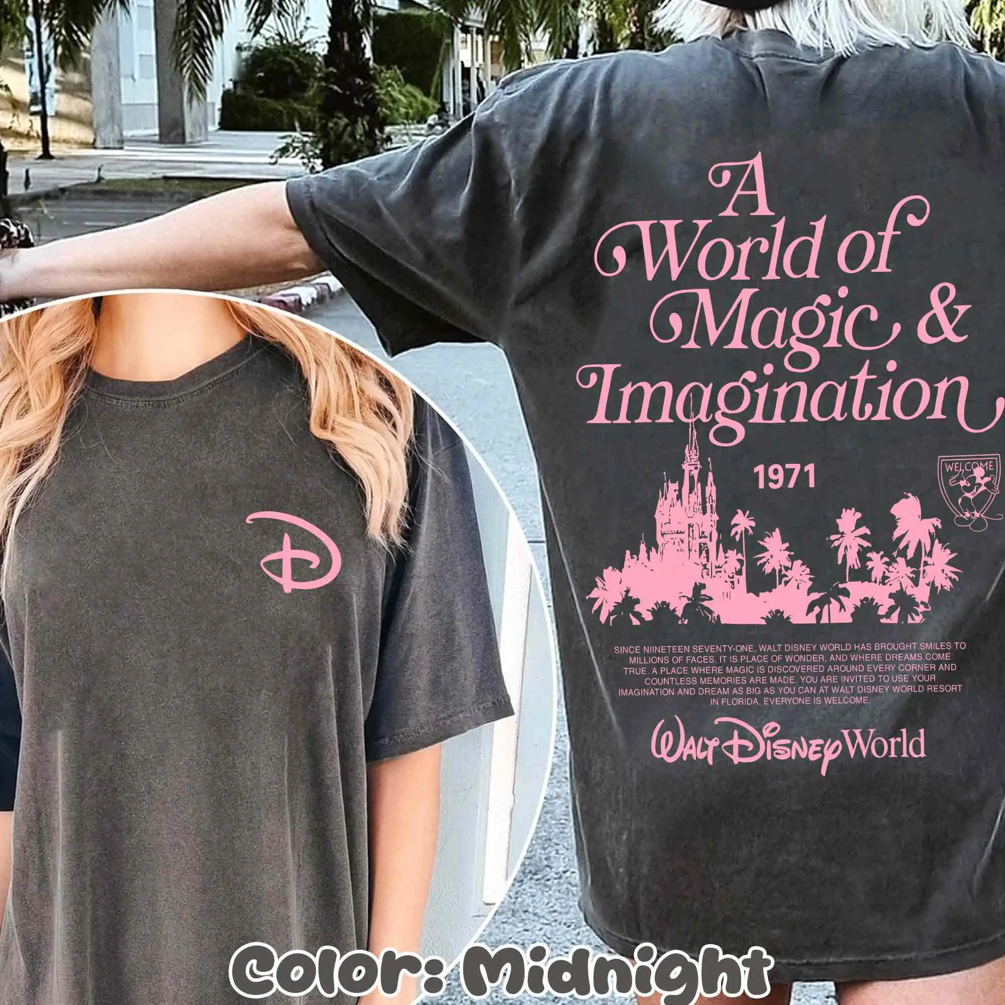 Camisa Walt Disney World 1971, camiseta de un mundo de magia y imaginación, gráfico vintage del castillo de Cenicienta