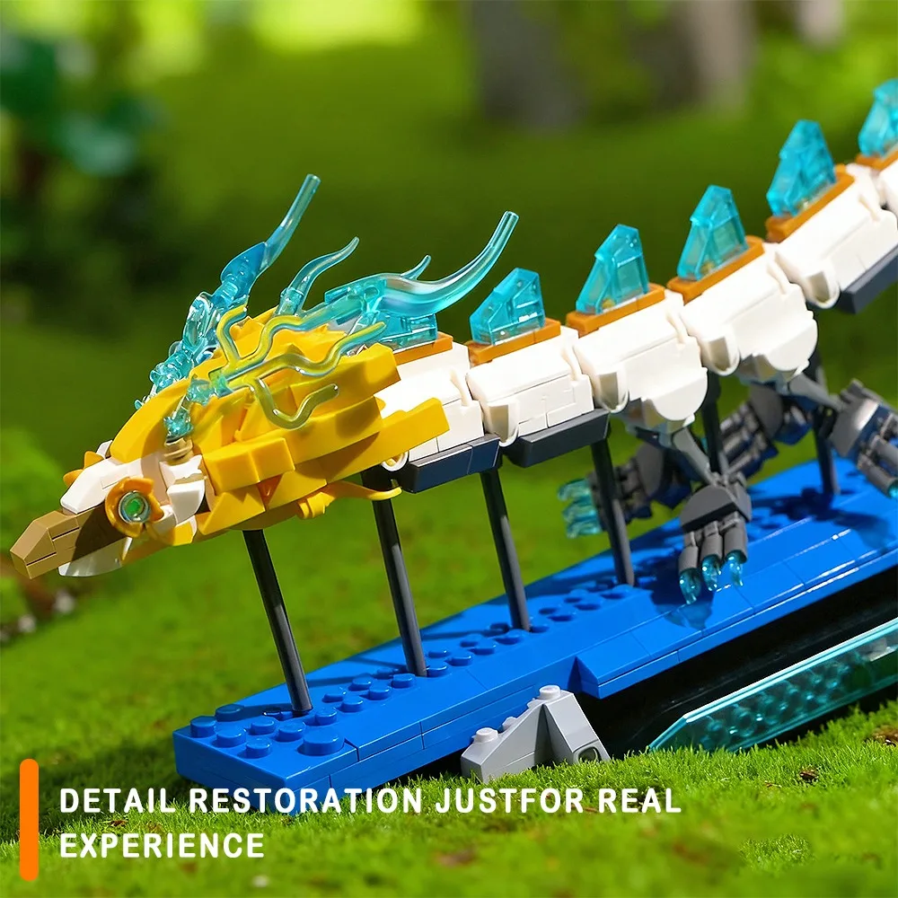 لعبة كلاسيكية مجموعة التنين الأبيض اللبنات الطوب نماذج قابلة للتلاعب مجموعات اللعب سطح المكتب الحلي لتقوم بها بنفسك الأولاد هدايا عيد الميلاد #4