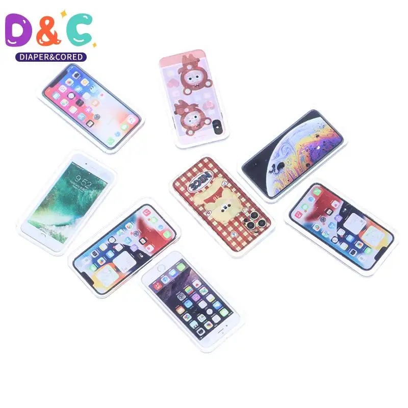 1PC 1:12 Miniature Dollhouse Mobile Phone Iphone Model IPhone Box For Barbies BJD OB11 Blyth Doll House Decoration Accessories