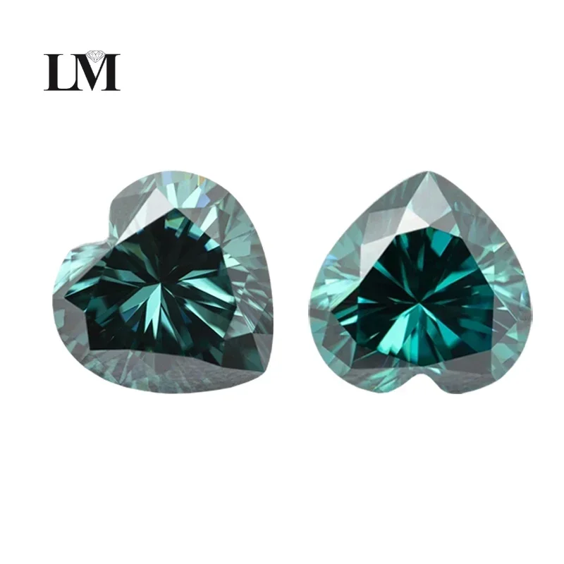 Moissanite Stone Natural Color Emerald Heart Cut Lab Grown Gemstone Diamond For Diy Jewelry Making Materials With GRA Report