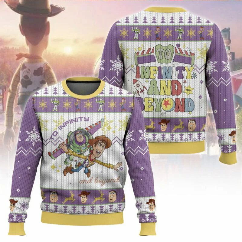 

Toy Story To Infinity And Beyond Ugly Christmas Sweater Funny Holiday Party Pullover Plus Size Sweater for Men Women Xmas Gift
