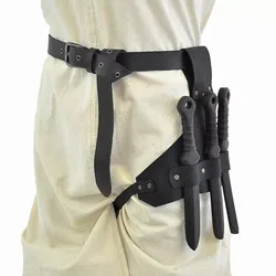 Medieval Throwing Knife Dagger Holder Sheath Scabbard Leather Sword Belt Frog Ninja Warrior Samurai Cosplay Costume Accessory