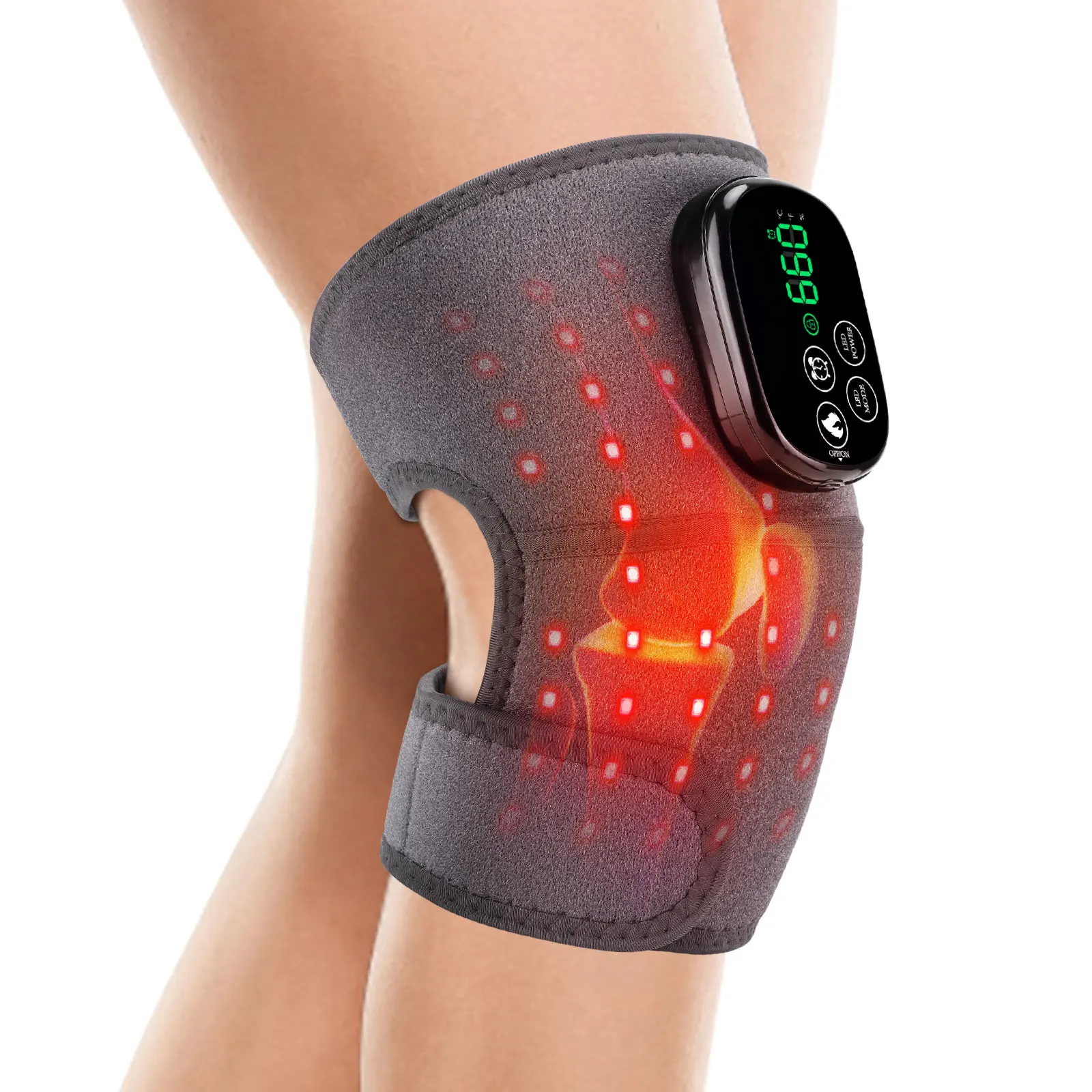 Wireless Electric Heating Knee Brace Digital Display Controller Heated Temperature Knee Pad Shoulder Elbow Brace 44 LED Light