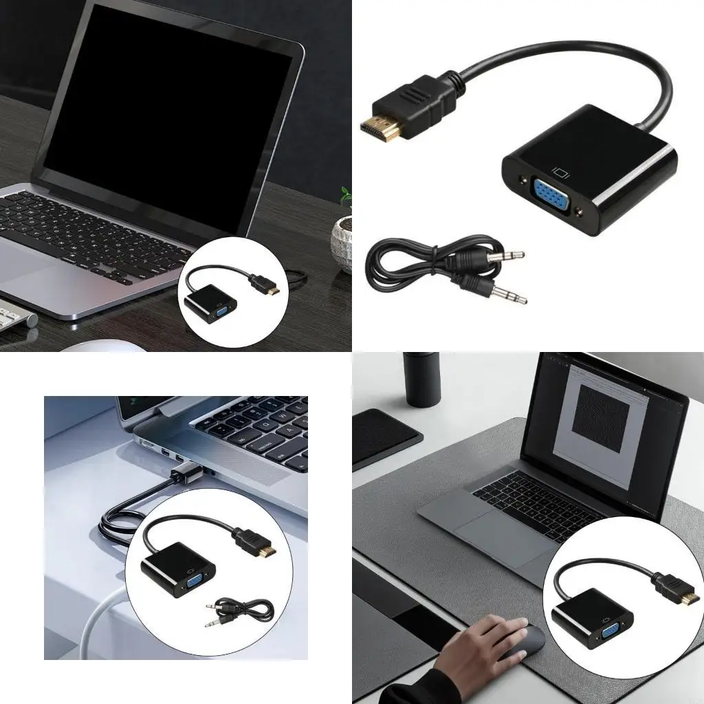 

Y5JB HDMIs to VGA Converter with Audios Output for Laptops and PC Stable Output