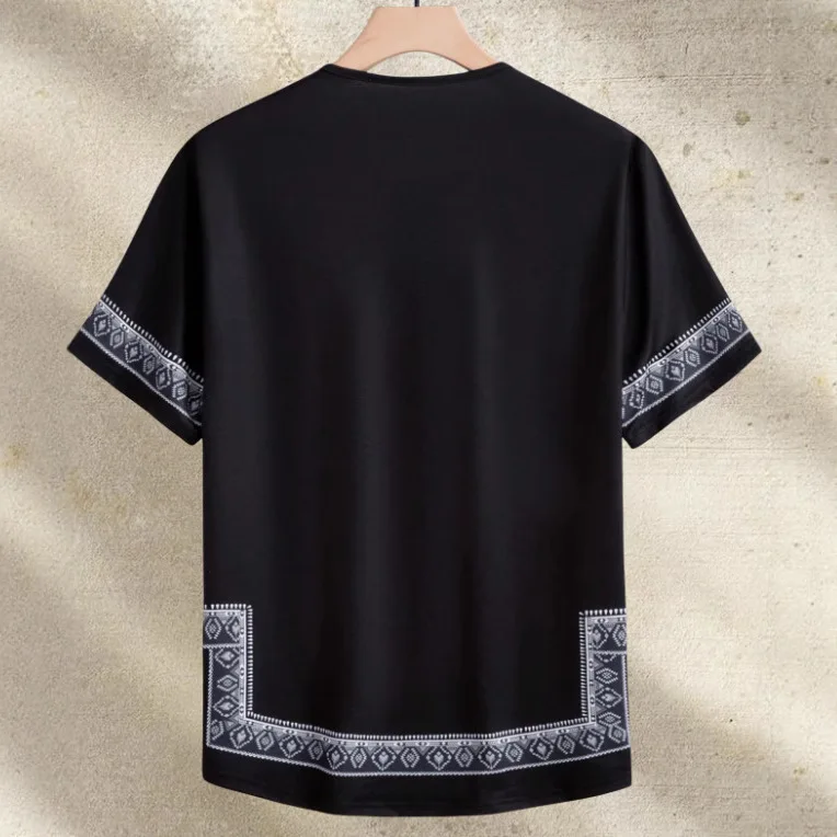 Summer European American New Fashion Men Black White Loose Fit O-neck Short Sleeve Simple Basic Casual Printed T-shirts Male Top