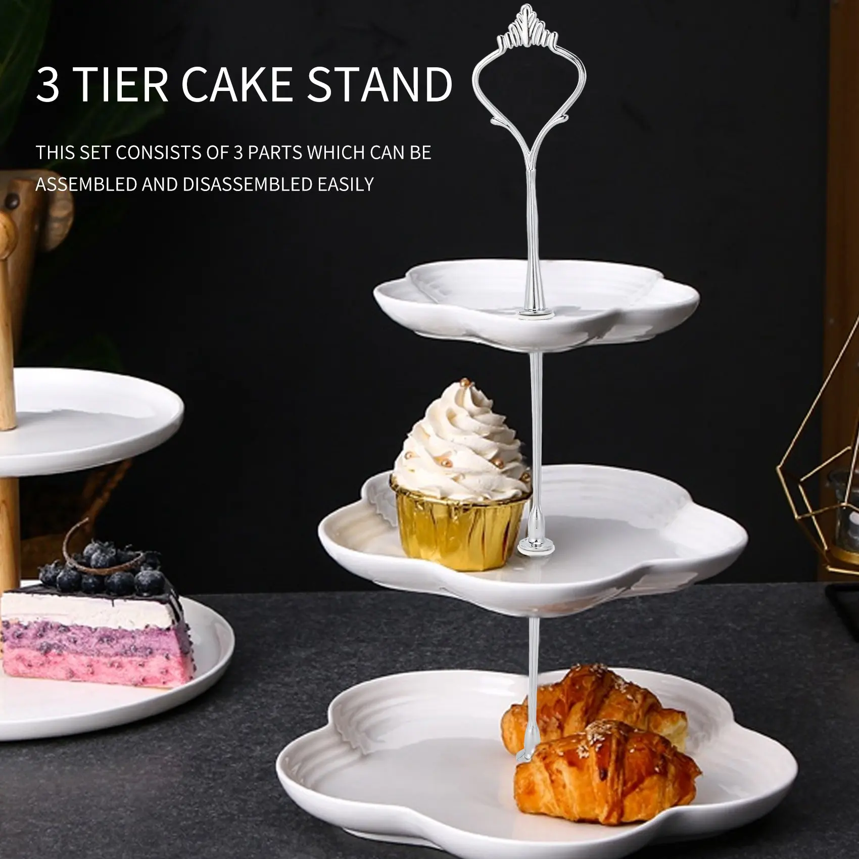 10 x Sets 2 or 3 Tier Cake Plate Stand Fittings Silver Plate Stands New