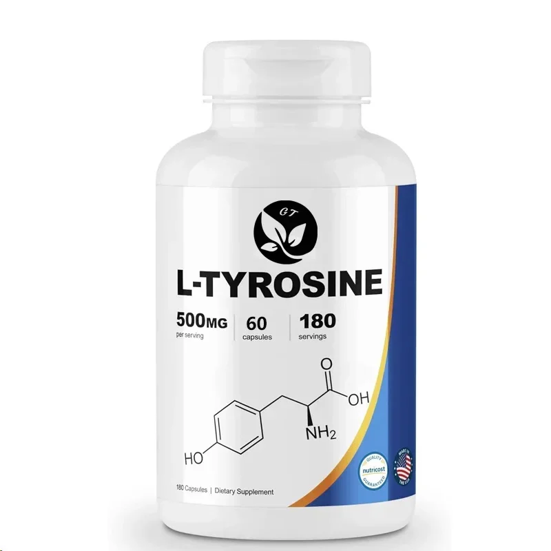 L-tyrosine 500mg, 60 Capsules - Gluten Free and Non Genetically Modified