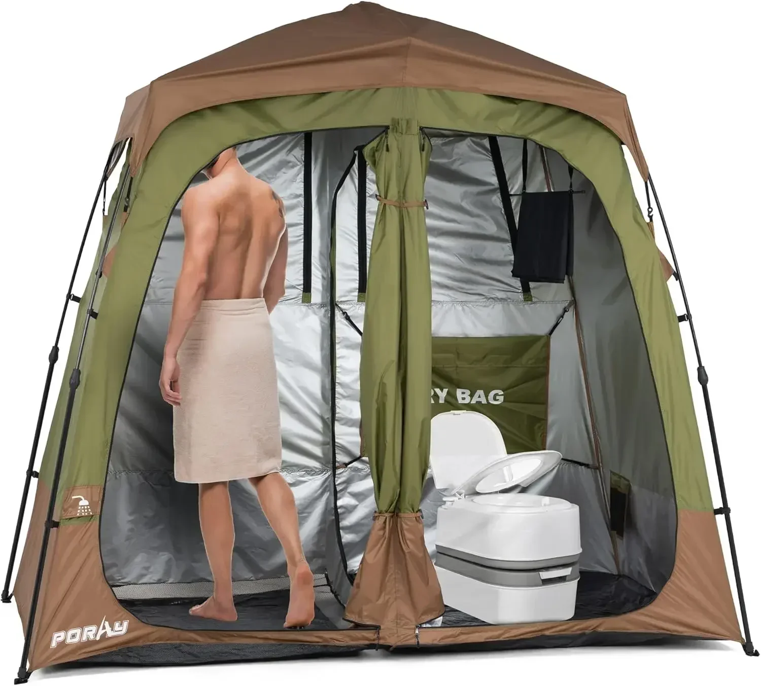 

Camping Shower Tent Deluxe Changing Room Easy Set Up Privacy Shelter,Large Toilet Tent with Floor Drain Design for Beach, Campin