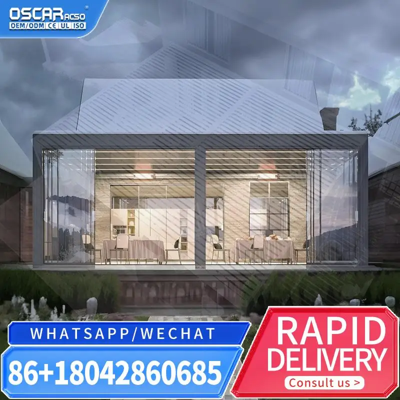 100% Waterproof Motorized Louvered Aluminium Gazebo for Leisure Garden with Open and Close Function Stylish and Durable Ideal fo