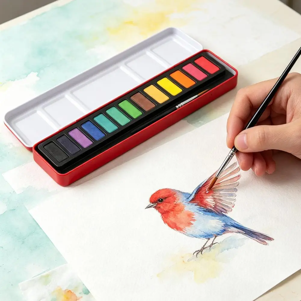 휴대용 수채화 물감 세트 고체 구아슈 안료 세척 가능한 - Watercolor Paint Set Solid Pigment 리뷰 및 가격
