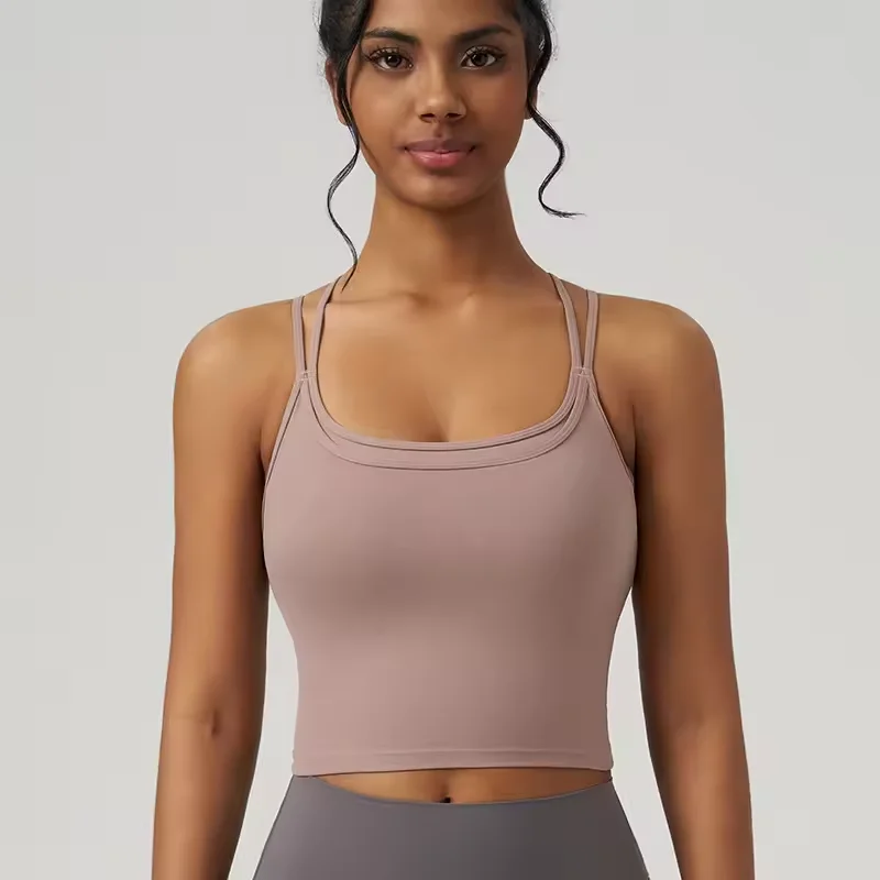 Women's Lightweight Firm Control Fitness for Spring Breathable Gym Vest with Built-In Support for Running Yoga