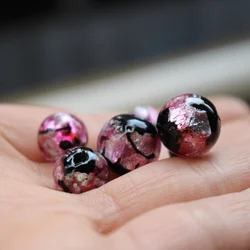10pcs 8 10 12mm Lampwork Glass Foil Beads Luminous Lampwork Beads Glow in Dark Pink Color for Bracelet Necklace jewelry Making