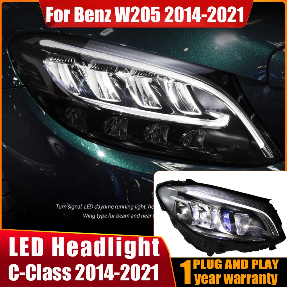 

2pcs Headlights For Benz W205 Head Lamp 2014-2021 C200 C260 DRL H7 LED Bi Xenon Bulb Assembly upgrade Dynamic Signal Accessories