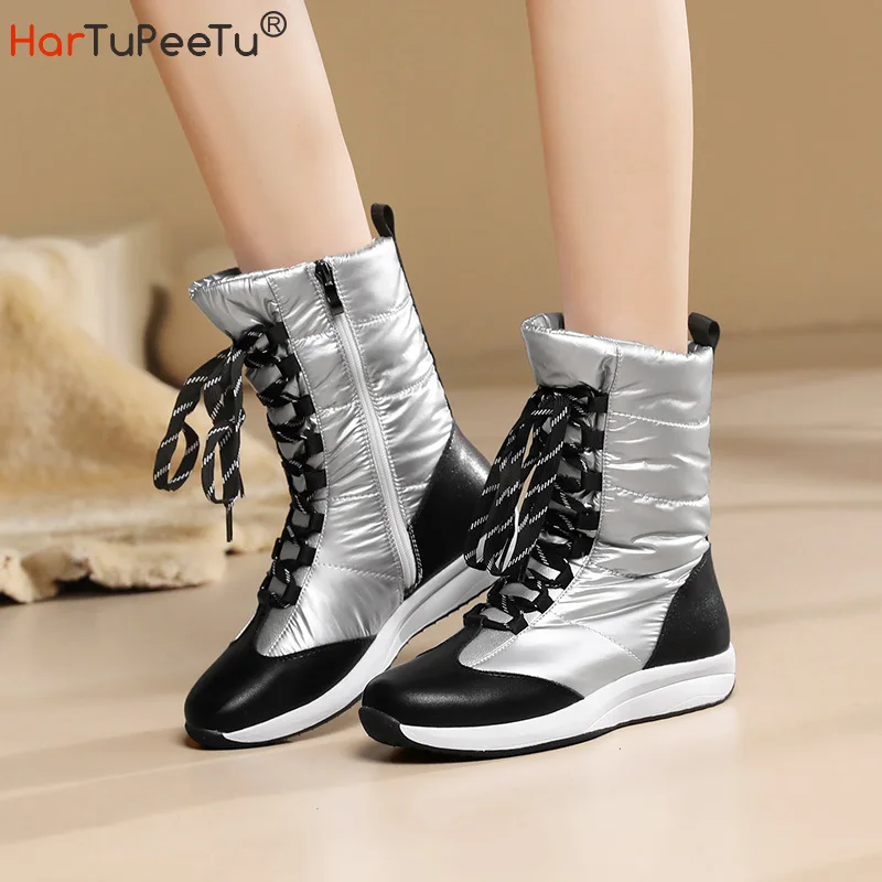 

Comfy Lightweight Ankle Snow Boots Women Waterproof Down Winter Boots With Warm Plush Inside Wegdes Shoes