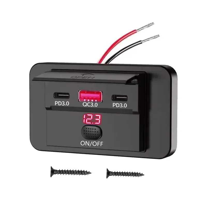 2025-شاحن سيارة بشاشة رقمية جديدة الأكثر مبيعًا مع زر تشغيل/إيقاف، محول شحن سريع مع شاشة جهد لسيارة/RV 12 فولت/24 فولت #6