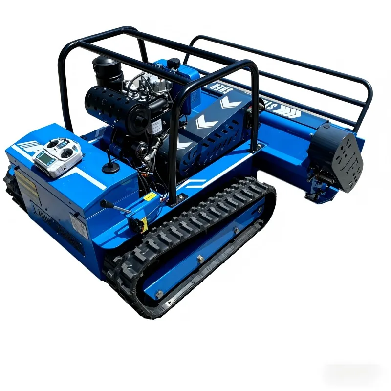 55cm Cutting Width Garden Crawler Lawn Mower Remote Control Petrol Reel Mower Equipped With Snow Shovel