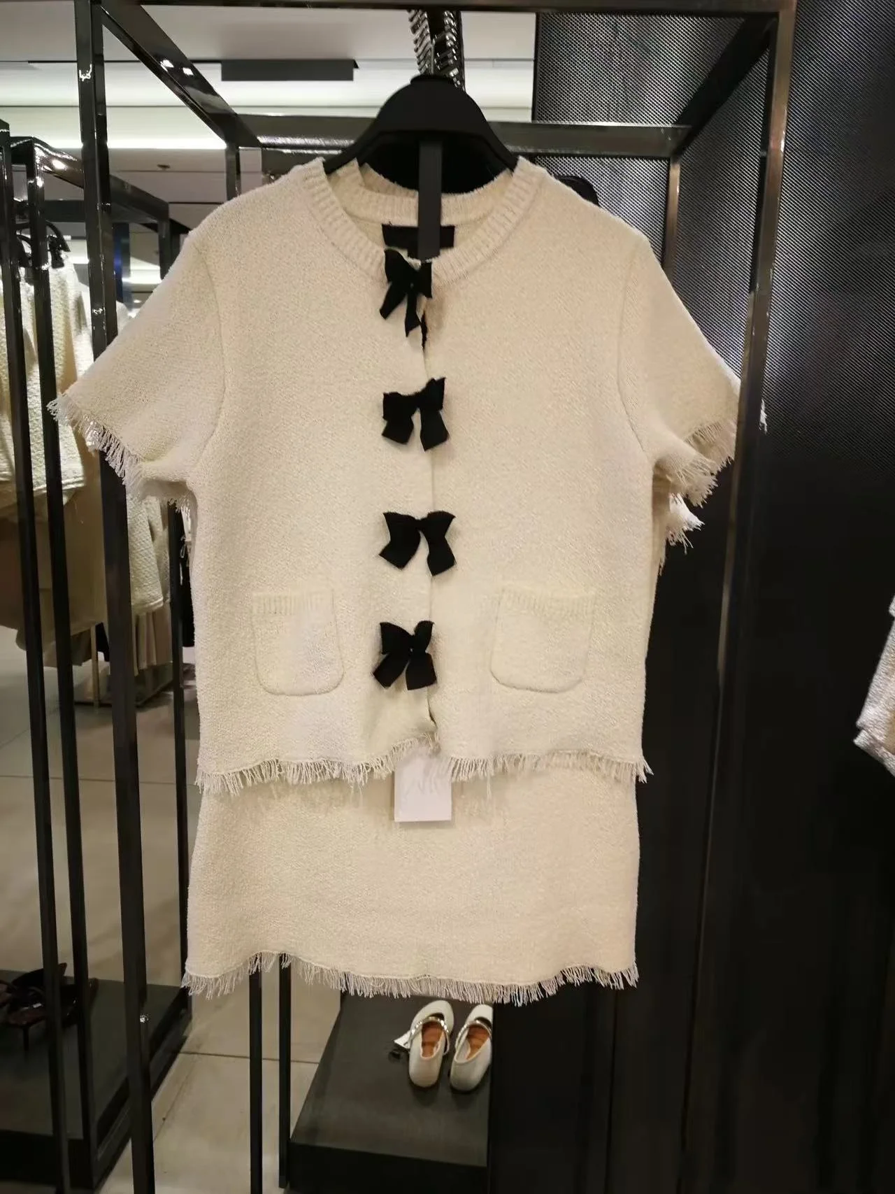 

Spring Summer New Arrival Women's Knitted ort Sve Coat Knot Decorated Sweet Sle Loose Fit Polyester Fiber