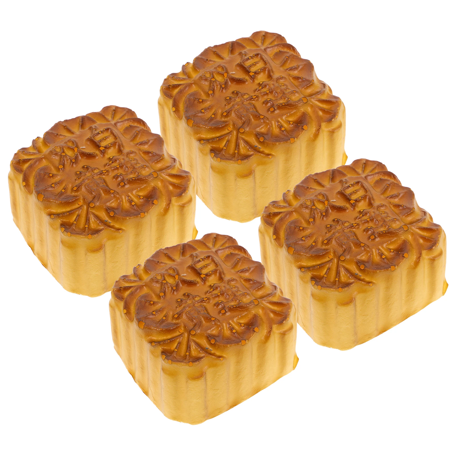 

4 Pcs Realistic Moon Cake PU Material Elastic Aroma Simulation Dessert HomeDecoration Mall Display Festive Favor Stuffed Toy