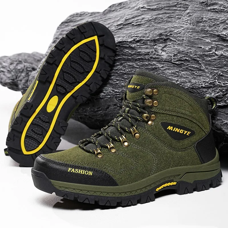 

Men Hiking Shoes Outdoor Breathable Comfortable Mid-top Thick-soled Anti-slip Men's Shoes Flat Lace-up Casual Sports Shoes Men