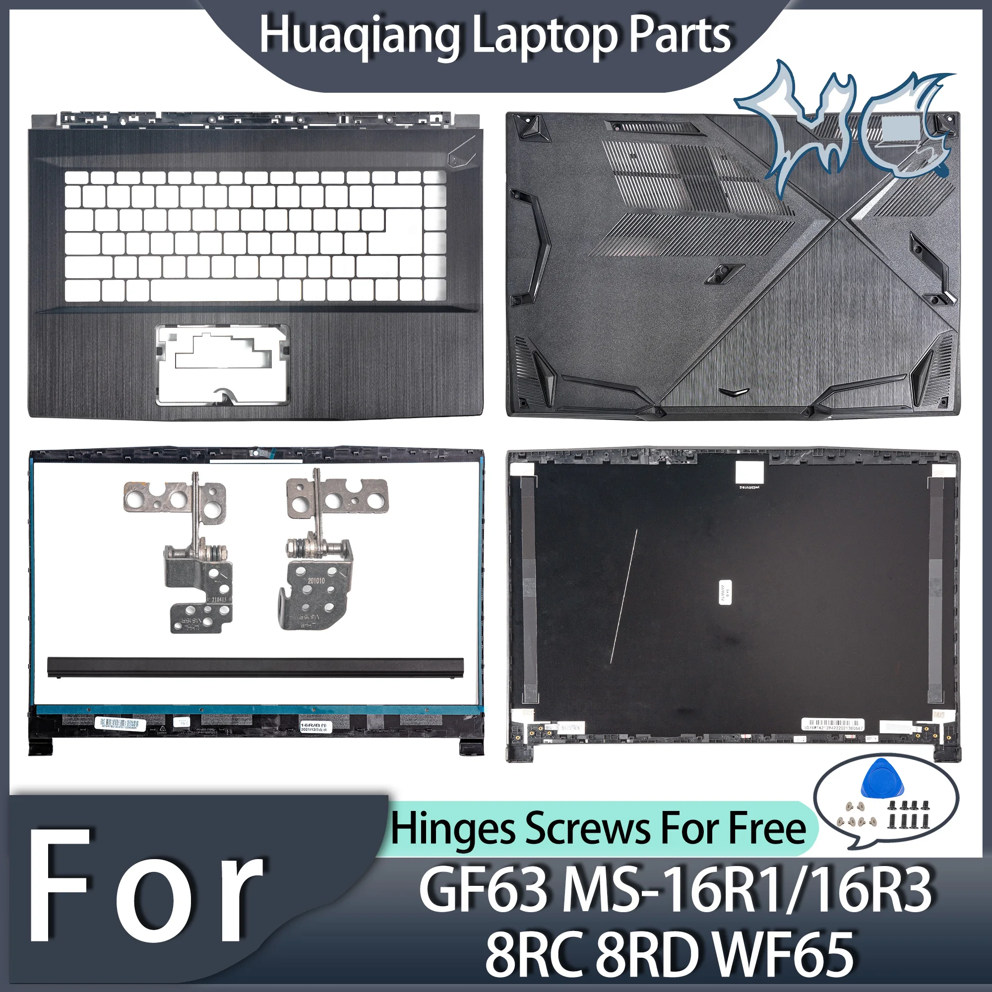 GF63 için dizüstü bilgisayar parçaları MS-16R1/16R3 8RC 8RD WF65 LCD arka kapak çerçeve Palmrest alt kapak üst dizüstü konut Case değiştirin