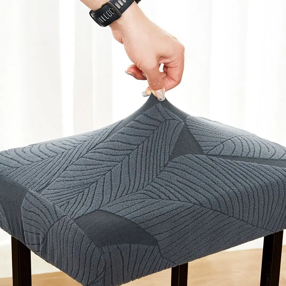 Jacquard Velvet Vanity Stool Cover Stretchy Fabric Washable Design Bench Seat Cover Rectangular Shape Dust Proof