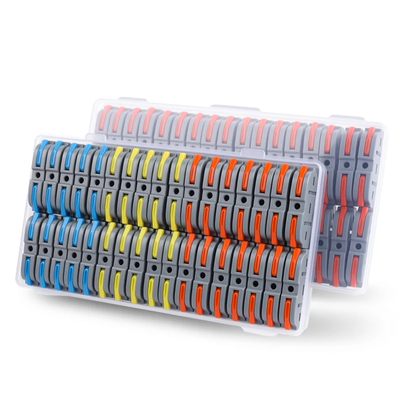 

34PCS Boxed Lever Quick Home Wire Connectors Terminals Conductor Spliceable Butt Wiring Block Reusable Electrical Connectors