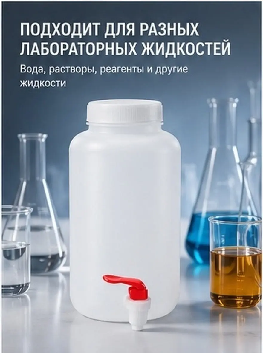 Plastic Water Dispensing Jug Laboratory Reagent Bottle with Spigot Faucet Leakproof Cap Convenient Portable Design for Lab