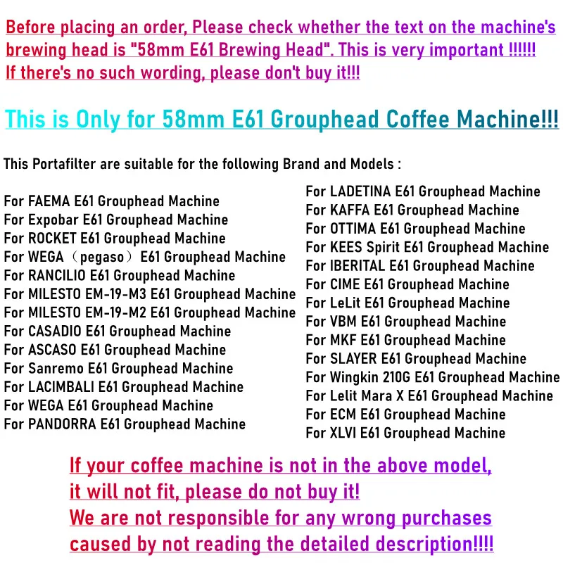 Stainless Steel Coffee Portafilter for E61 Espresso Machine,Single/Double Spout Split Flow Filter 58mm E61 Group Head Filter