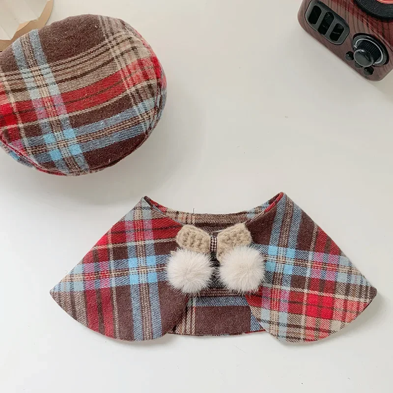 Cat Drool Bib Handmade Scarf Collar Pet Hat Bib Tie New Plaid Set Dog Bow Tie  Cat Accessories Puppy Accessories