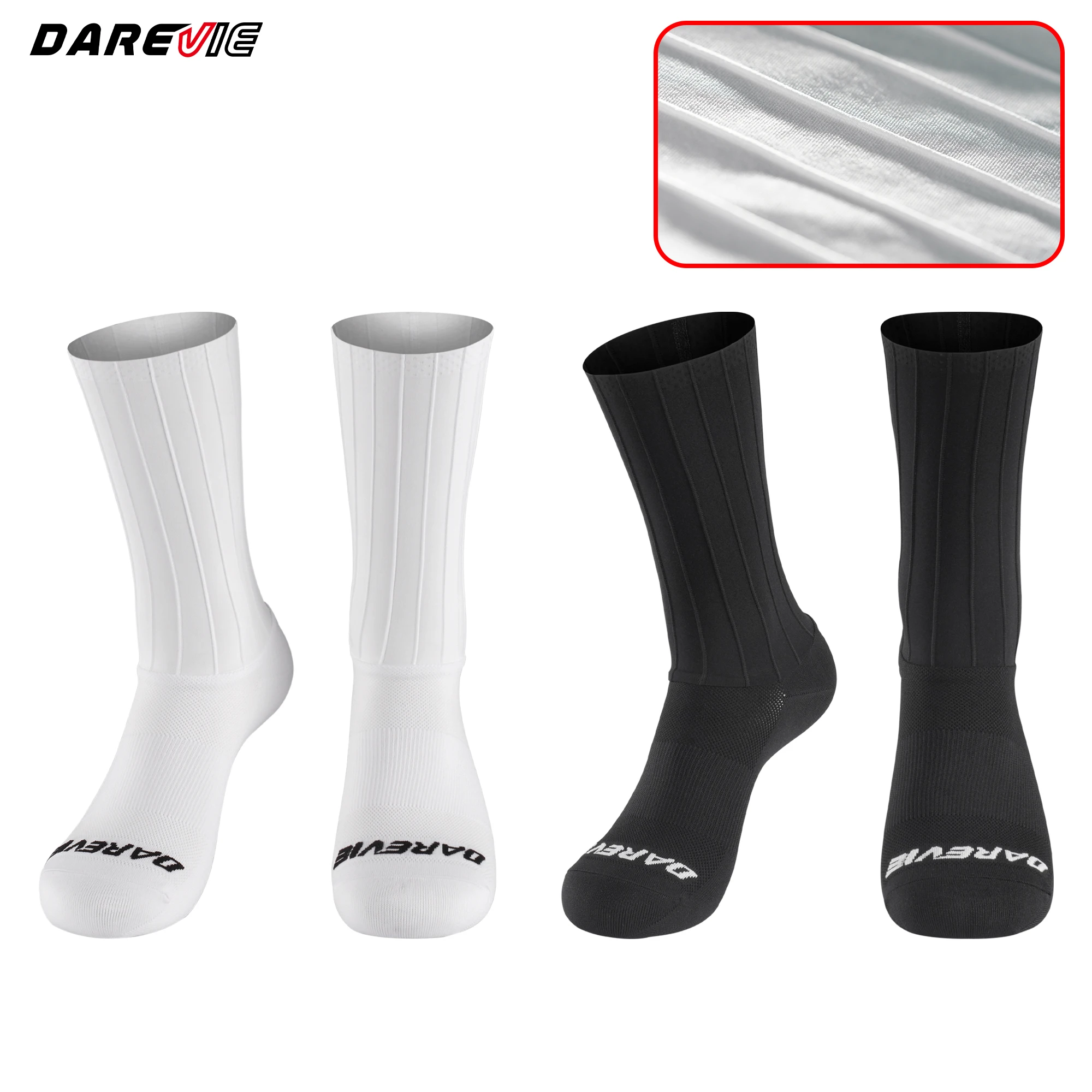 

DAREVIE Man Socks Aero Reduce Resistance High Speed Men Cycling Socks Quick Dry Elastic Lightweight Moisture Wicking Men's Socks