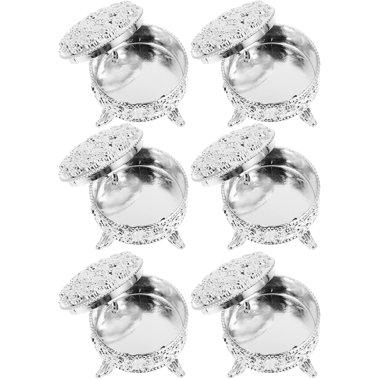 

6pcs Vintage Round Candy Jewelry Packaging Wedding Storage Jars Party Favor Dessert Boxes Gold Candy Storage