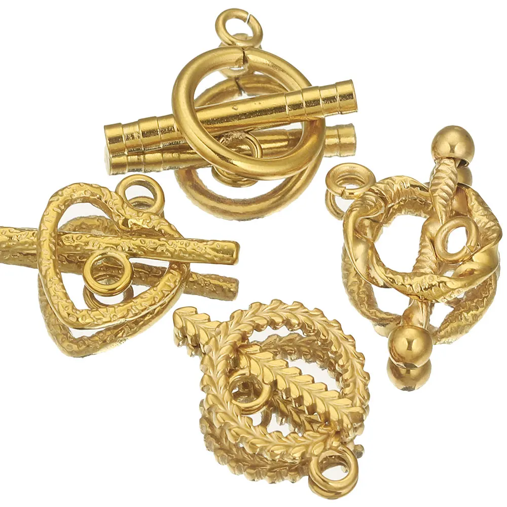 5Sets PVD Gold Stainless Steel Toggle OT Clasps Hooks for Bracelet Jewelry Making Materials Kit Connectors Parts Necklace Craft