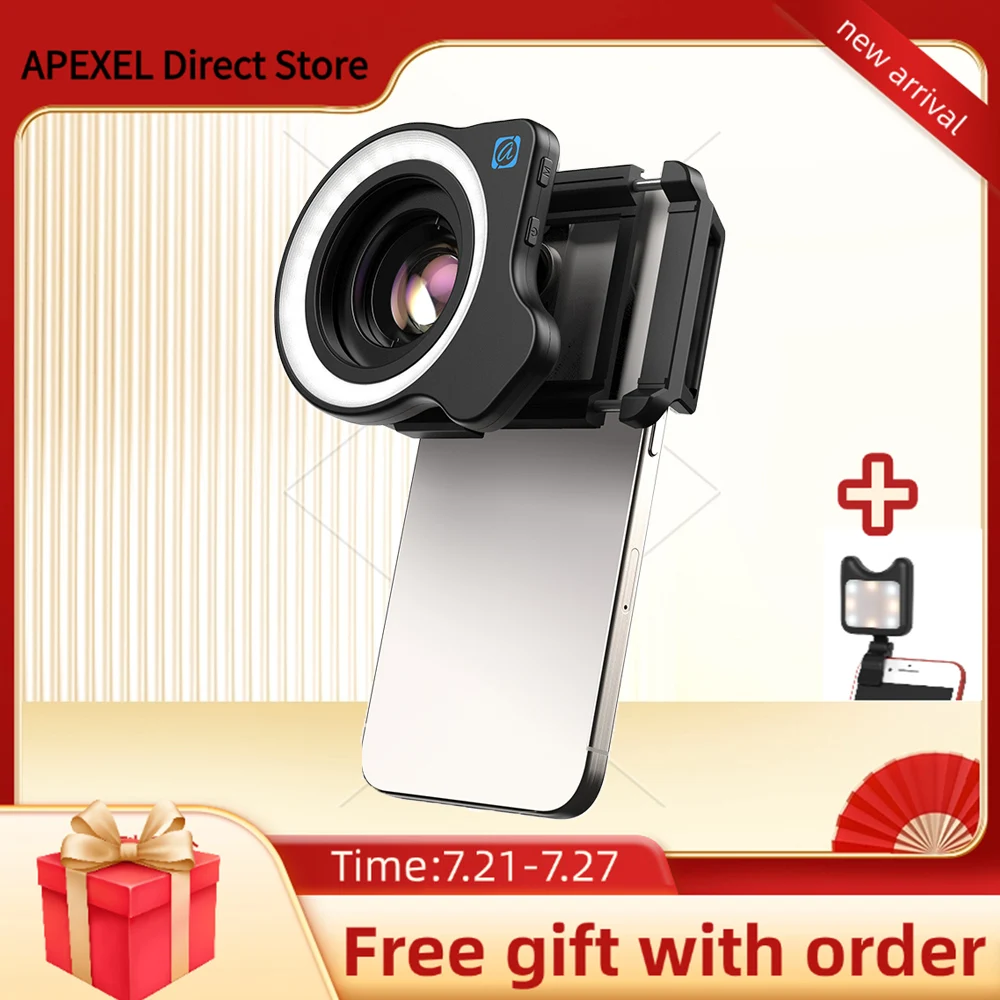 

APEXEL LensLight with 37-52mm Adapter Ring Used for Camera and Phone Macro Photography,Mobile Phone Fill Light&Camera Fill Light