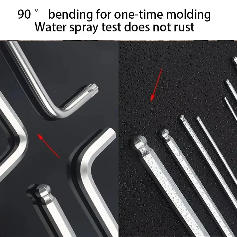 FUTE 9PCS Double-End Screwdriver Inner Hex Key Wrench Set Allen Key Hexagon Flat Ball Torx Star Head Spanner Key Set Hand Tools