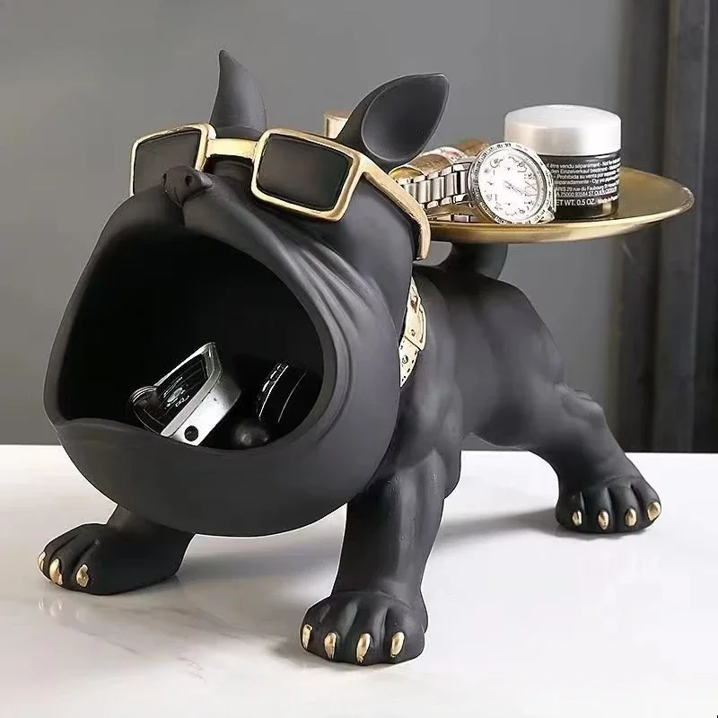 30cm Bulldog Resin Figurine - Home Decorative Storage Box, Artistic Animal Statue & Puppy Ornament