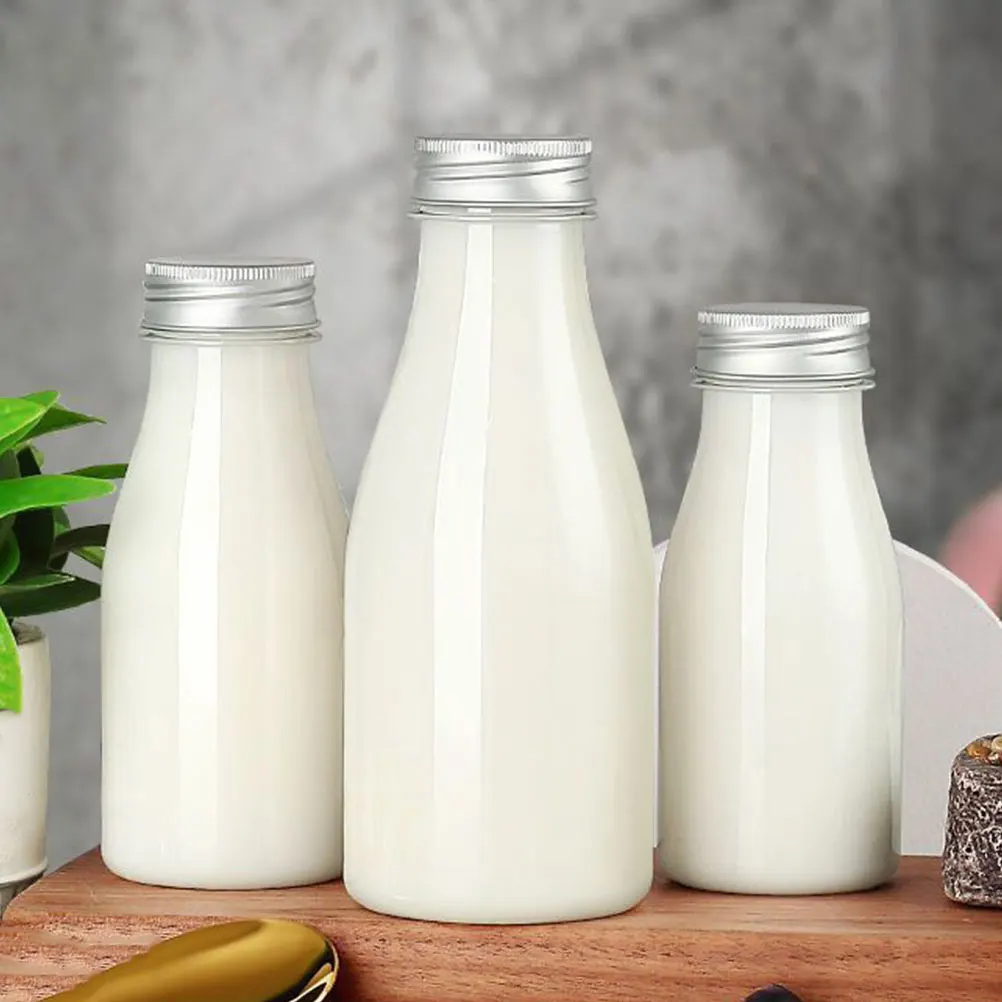

10pcs Reusable Plastic Juice Bottles With Caps Empty Beverage Containers Leak-Proof Portable Drink Bottles For Milk Yogurt