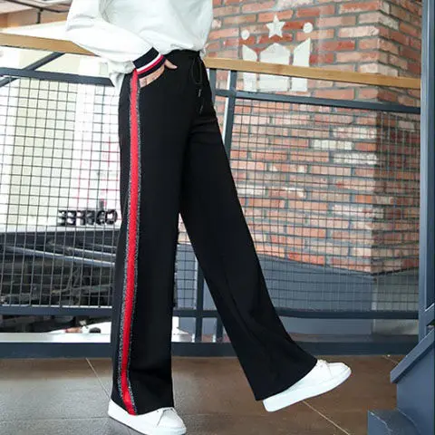 Women Pants Women\'s SpringSummer Straight High Waist Loose Leisure Sports Pants Pantalones De Mujer