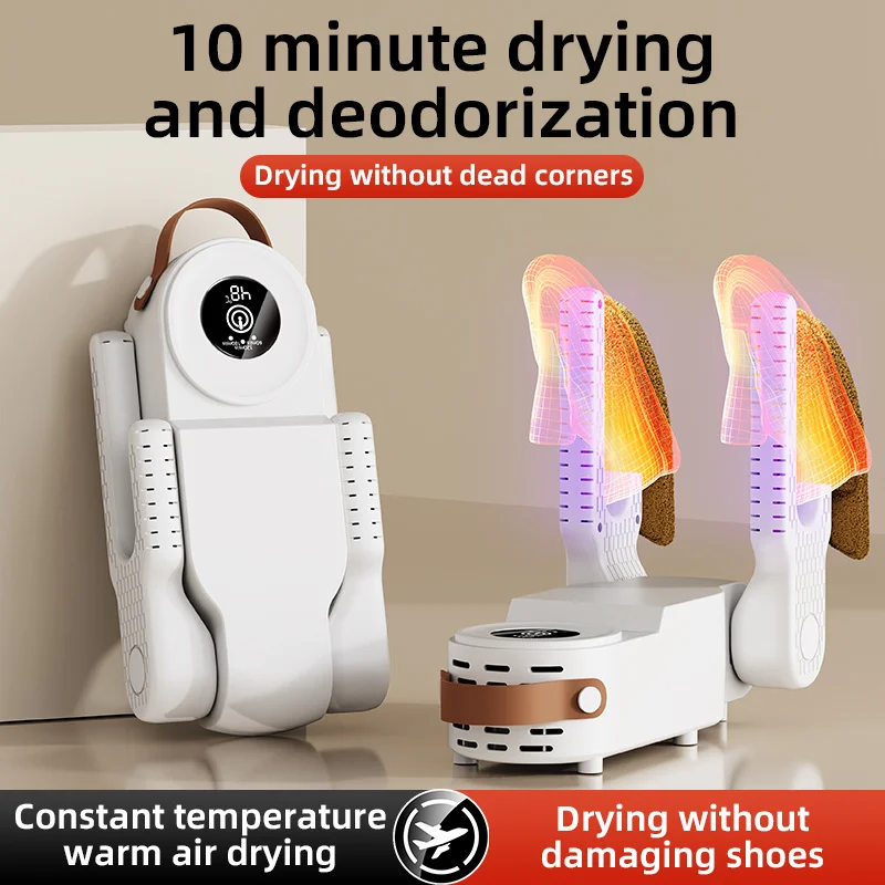 

Portable Shoe Dryer with Intelligent Temperature Control, 360° Air Circulation,Delay Timer and Automatic Shut-off Safety Feature
