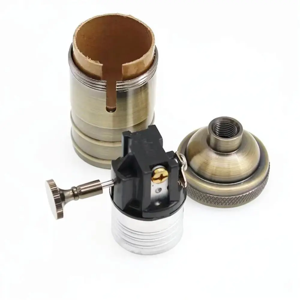 Antique Aluminum E26 E27 Light Socket With Rotary Switch Vintage Style Base For DIY Industrial Lighting Fixtures