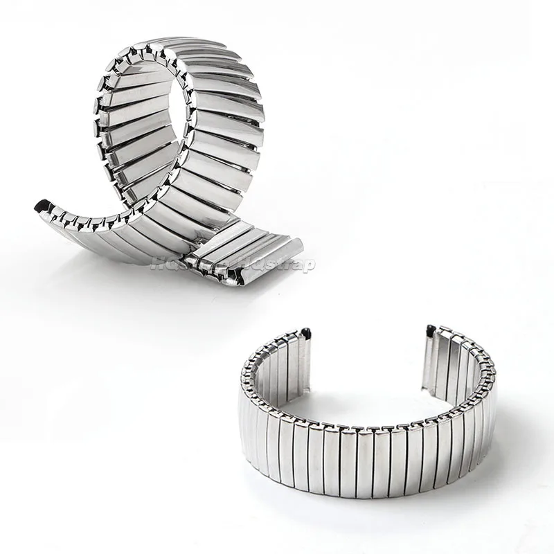 12mm 14mm 16mm 18mm 20mm 22mm Stainless Steel Strap Elastic Metal Stretch Expansion Watch Band Silver Gold Universal Bracelet