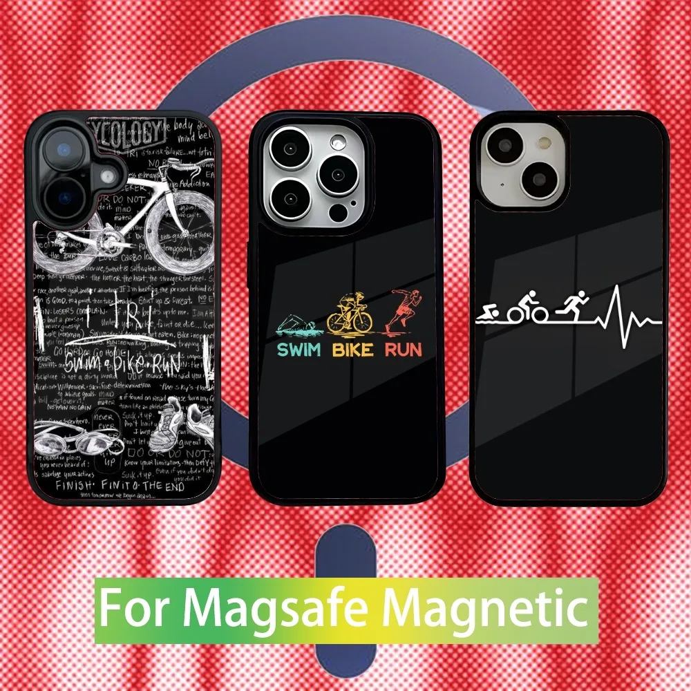 

Triathlon Tri Life Swim Bike Run Phone Case For iPhone 16,15,14,13,12,11,Pro,Max,Plus,Mini Magsafe Magnetic Wireless Charging