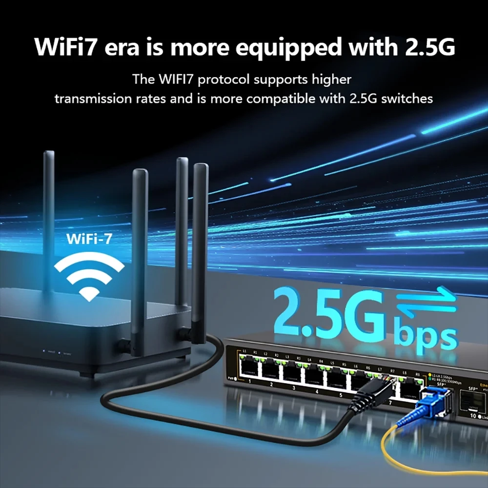 Сетевой коммутатор 2,5G, 8 портов с 2 портами SFP 10G, Ethernet-коммутатор для IP-камеры/безопасности видеонаблюдения