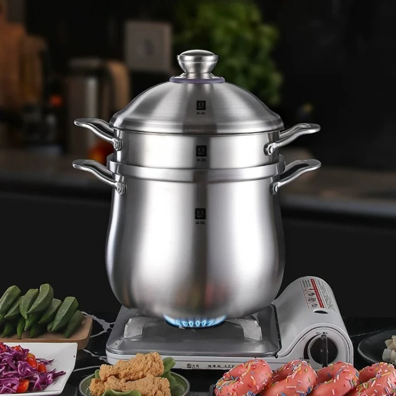 

LMM Steamer 18/10L Stainless Steel Deepened Integrated Thickened Household Large Capacity Cooking Pot