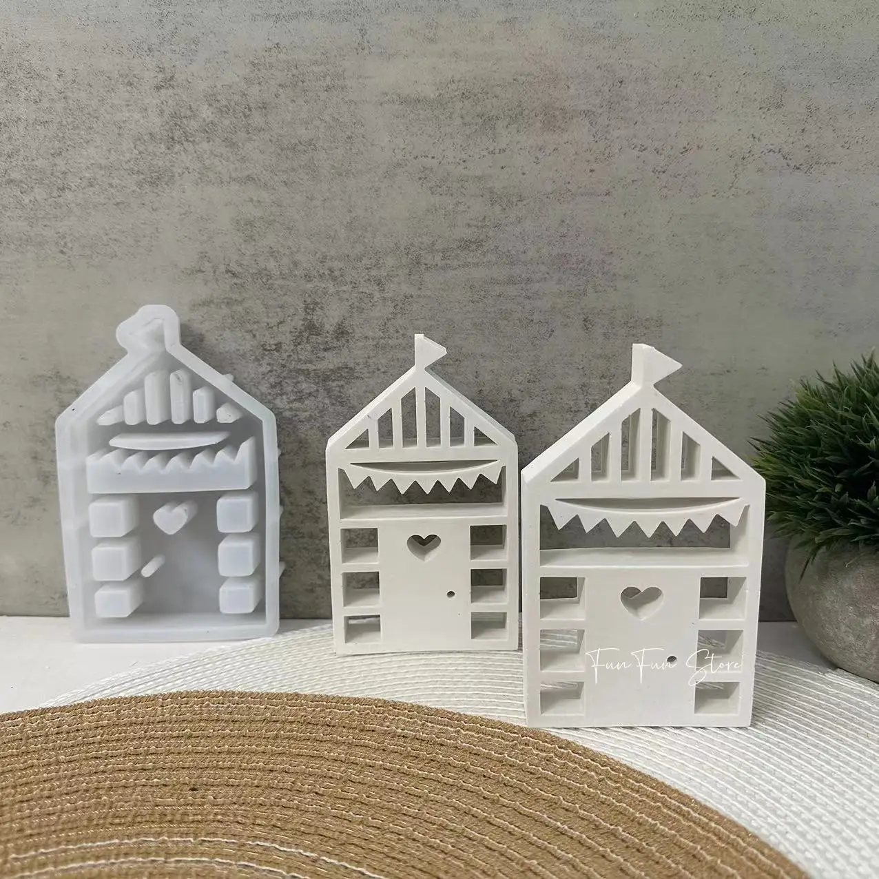 Seaside Beach House Decoration Silicone Mold Handmade Lovely Hollow Love Cabin Drops Glue Plaster Diffuser Stone Making Tool