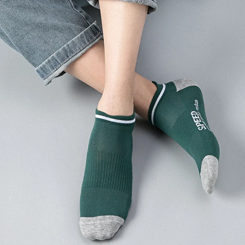 5/10 Pairs Set Mens Short Socks Summer Low Tube Sport Short Casual Socks Trend Thin Socks Breathable Ankle Polyester Spring