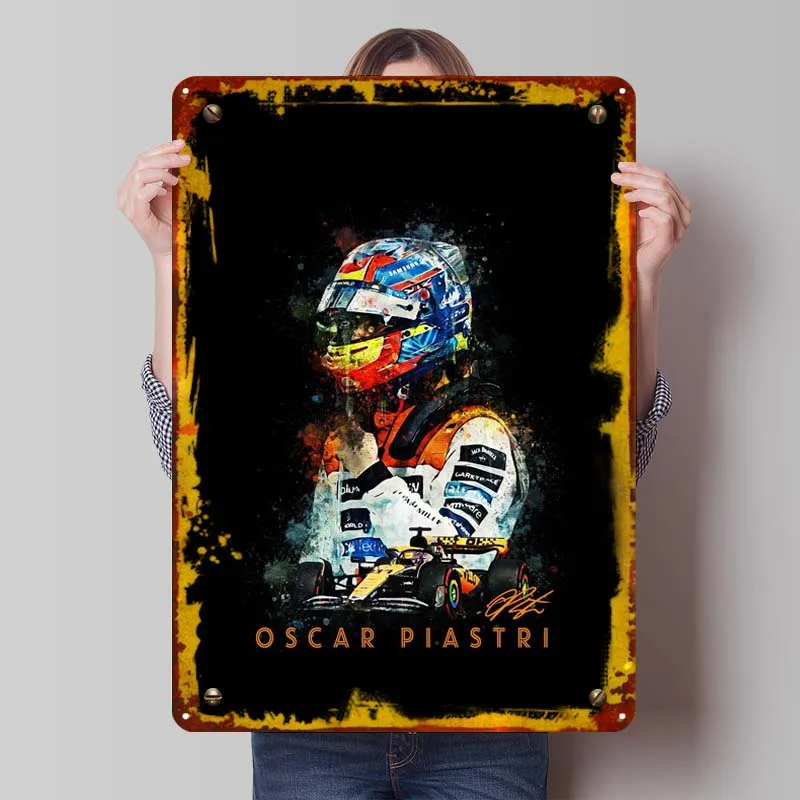 Oscar PIASTRI Metal Sign Sports Poster Home Decorations Customize Tinplate Sign for Wall Art Decoration Gaming Room Decoration